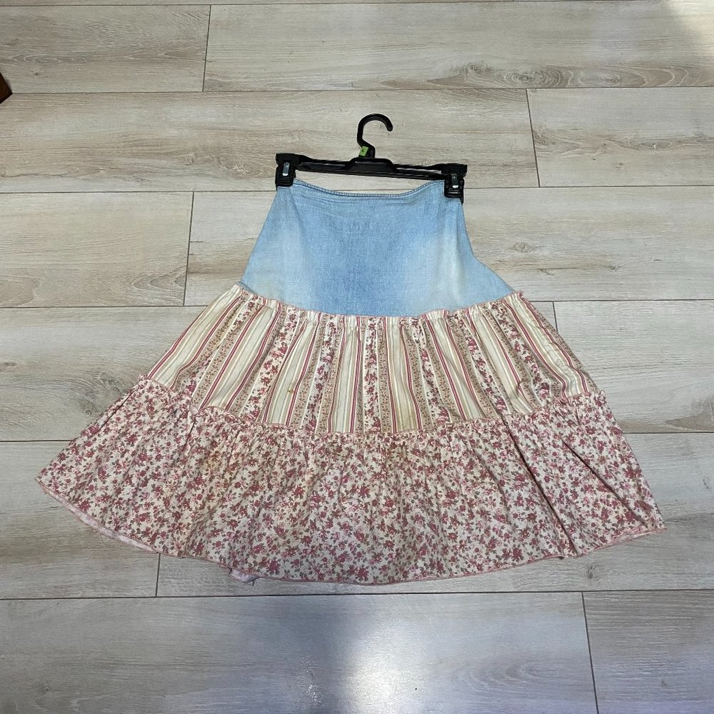 Vintage Jean Peasant Skirt, Size 7